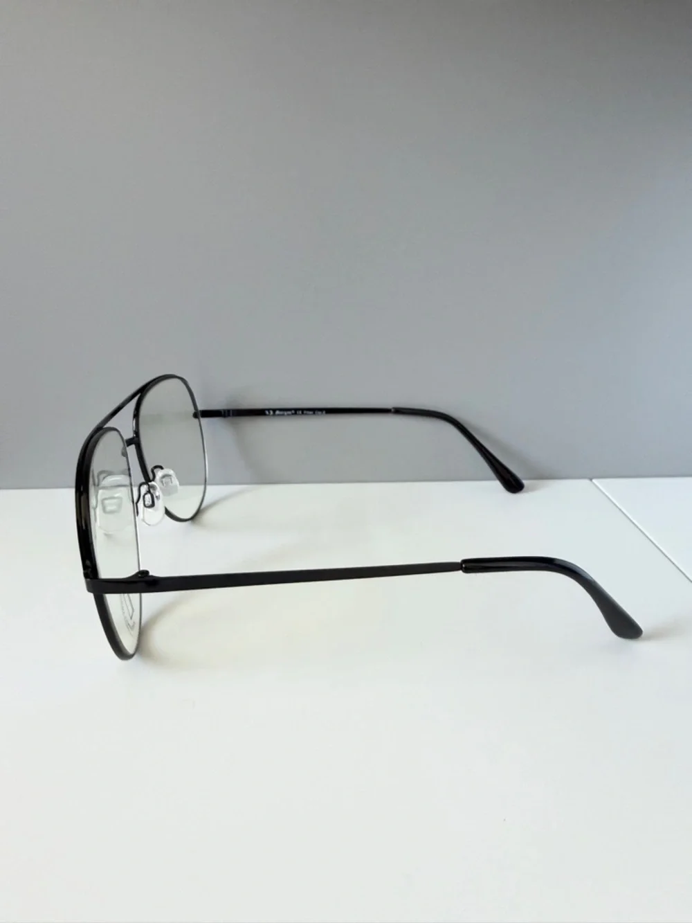 ASOS AJ Morgan black blue aviator style teardrop blue light blocking eyeglasses
